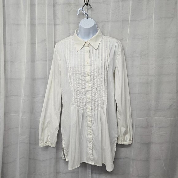 Repeat The Blouse Off White Pintuck Tunic Blouse Cottagecore Prairie Boho XL - Picture 1 of 11